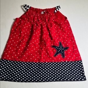 CR Kids Red and Navy Star Print Dress